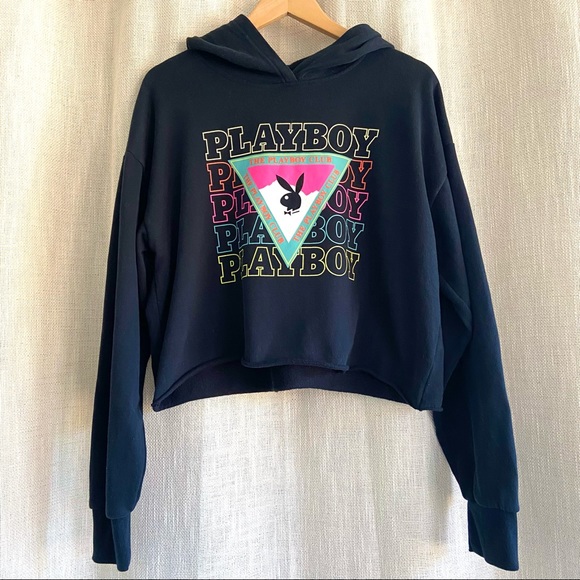 Neon Cropped Hoodie Sweatshirt Large 